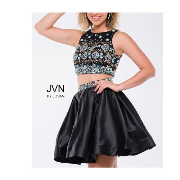 NWT JOVANI JVN JVN45577 cocktail homecoming 2 piece bedazzled short skirt size 6 - Picture 1 of 11